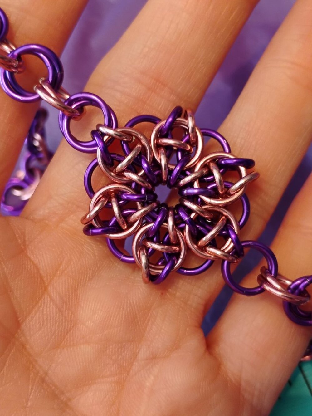Purple & Pink Celtic Visions Chain Mail bracelet